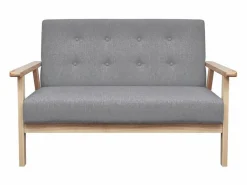 Clicnbuy Juego de sofás de tela claro 2 piezas Gris Best