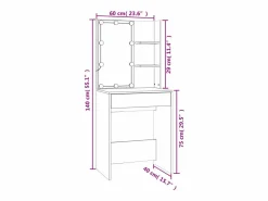 vidaxl Tocador|Juego de tocador con LED madera contrachapada