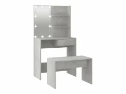 Juego de tocador con LED madera contrachapada hormigón ES329669 Gris Outlet