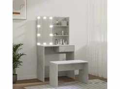 Juego de tocador con LED madera contrachapada hormigón ES329669 Gris Outlet