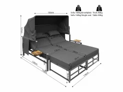 KOMHTOM Tumbona|Juego de tumbonas de jardín para 2-4 personas, con toldo plegable, juego de sofás de exterior