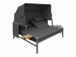 KOMHTOM Tumbona|Juego de tumbonas de jardín para 2-4 personas, con toldo plegable, juego de sofás de exterior