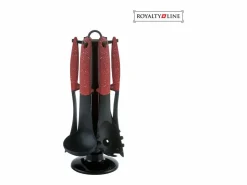 Royalty Line Juego de Utensilios de Cocina 7 piezas - Efecto Piedra - - Soporte Giratorio incluido Rojo Outlet