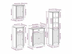 vidaxl Juego muebles baño BODO 4pzas madera maciza pino marrón Blanco New