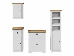 vidaxl Juego muebles baño BODO 4pzas madera maciza pino marrón Blanco New