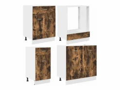 vidaxl Juegos de muebles de cocina con cajón Lyon 8 pcs Roble ahumado Marru00f3n