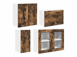 vidaxl Juegos de muebles de cocina con cajón Lyon 8 pcs Roble ahumado Marru00f3n