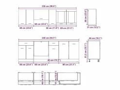 vidaxl Juegos de muebles de cocina con cajón Lyon 8 pcs Roble ahumado Marru00f3n