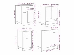 vidaxl Juegos de muebles de cocina con cajón Lyon 8 pcs Roble ahumado Marru00f3n