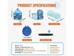Juegos de Tienda y Túneles SucceBuy para Niños, Regalo para Bebés Varones y Niñas, Azul Océano Outlet