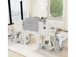 Juguete de escalada para niños 10 en 1 con tobogán, independiente, para escalar y perforar, verde^ New