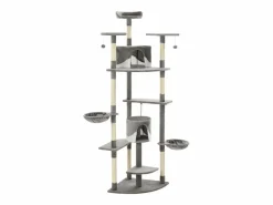 Garden Furniture Junction City Rascador para gatos con poste de sisal 203 cm y blanco Gris New