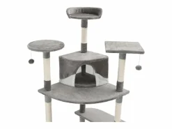 Garden Furniture Junction City Rascador para gatos con poste de sisal 203 cm y blanco Gris New