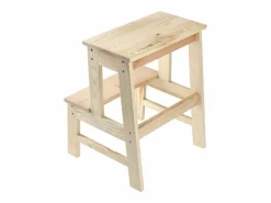 KADAX Taburete de cocina de madera con plataforma de 50 cm y escalón macizo Marru00f3n Discount