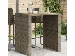 Garden Furniture Karaca Mesa alta jardín superficie madera ratán PE 105x80x110 cm Gris