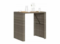 Garden Furniture Karaca Mesa alta jardín superficie madera ratán PE 105x80x110 cm Gris