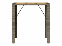 Garden Furniture Karaca Mesa alta jardín superficie madera ratán PE 105x80x110 cm Gris