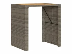 Garden Furniture Karaca Mesa alta jardín superficie madera ratán PE 105x80x110 cm Gris