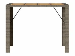 Karaca Mesa alta jardín superficie madera ratán PE 145x80x110 cm^Garden Furniture Discount