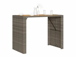 Karaca Mesa alta jardín superficie madera ratán PE 145x80x110 cm^Garden Furniture Discount