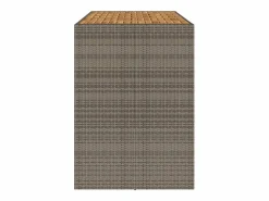 Garden Furniture Karaca Mesa alta jardín superficie madera ratán PE 185x80x110 cm Gris Discount