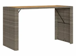 Garden Furniture Karaca Mesa alta jardín superficie madera ratán PE 185x80x110 cm Gris Discount