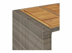 Garden Furniture Karaca Mesa alta jardín superficie madera ratán PE 185x80x110 cm Gris Discount