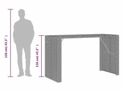 Garden Furniture Karaca Mesa alta jardín superficie madera ratán PE 185x80x110 cm Gris Discount