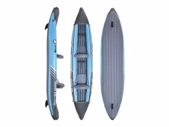 ZRAY Deportes Náuticos|Kayak hinchable Roatan 2 plazas 100% PVC Bomba de pie + 2 remos - Max 160kg -376x77cm (148 "x30") -