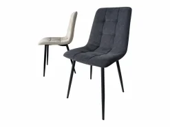 Kayelles Sillas Y Lotes De Sillas|Lote de 4 sillas de comedor de diseño, asiento de tela acolchada, patas metálicas negras DILA