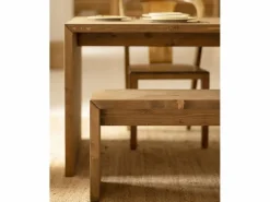 DECOWOOD Banco Y Pie De Cama|Banco Y Pie De Cama|Kit de 2 bancos de madera de abeto rectangulares para interiores en color roble oscuro de 145x45cm - TELVA -