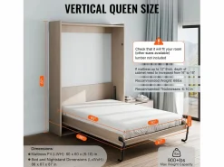 Cama Abatible|Kit de Cama Desmontable SucceBuy, Tamaño Queen, Material de Cama Mural Vertical para Montar Propio, Plegable