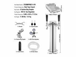 Accesorios Para Vino Y Bar|Kit de Columna de Cerveza SucceBuy, Kit de Columna de Cerveza con Doble Grifo, Distribuidor de Cerveza y Bebidas de Acero Inoxidable, para Bar Restaurante