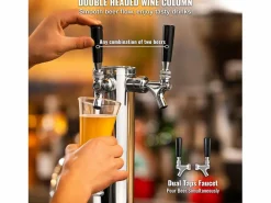 Accesorios Para Vino Y Bar|Kit de Columna de Cerveza SucceBuy, Kit de Columna de Cerveza con Doble Grifo, Distribuidor de Cerveza y Bebidas de Acero Inoxidable, para Bar Restaurante