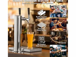 Accesorios Para Vino Y Bar|Kit de Columna de Cerveza SucceBuy, Kit de Columna de Cerveza con Doble Grifo, Distribuidor de Cerveza y Bebidas de Acero Inoxidable, para Bar Restaurante
