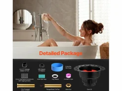 Cañería|Kit de Desagüe para Bañera Independiente SucceBuy, Con Adaptador y 2 Tubos de Escape de Latón