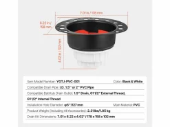 Kit de Desagüe para Bañera Independiente SucceBuy, Desagüe Sin Tratar con Adaptador de PVC Negro Best