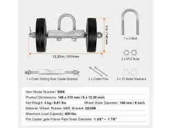 Kit de Portón Deslizante, SucceBuy Kit de Portón Deslizante 15,24 cm Robusto para Puerta 272 kg de Carga^ New