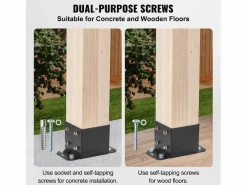 Kit de Soporte SucceBuy - Paquete de 4 Soportes para Base de Poste de 152,4 x 152,4 mm, Anclaje Resistente para Cercas de Madera Negro New