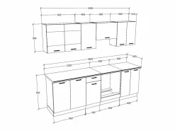 VCM Kitchenette Esilo Blanco / Antracita AL. 145 x AN. 240 x. P. 60 cm Multicolor New