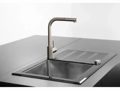 Essebagno Kiwo Mezclador para fregadero con ducha extraíble, estilo acero inoxidable Bronce New