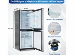 DripeX Electrodomésticos De Frío|106L Silver+Negro Negra, con partición de vidrio y pies ajustables, 7 temperatura, -25 ~ 10 ℃, clase de eficiencia energética