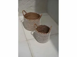Bazar Bizar Cesta|La Cesta De Macramé Cross Stitched - M