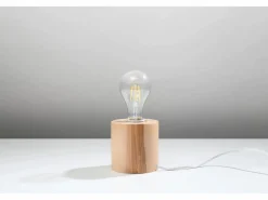 Lampada da Tavolo Cilindrica Lampada da Tavolo Legno Naturale E27 Lámpara de Mesa Cilíndrica Lámpara de Mesa Madera Natural E27^Sollux Lighting