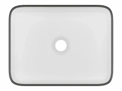 Lavabo blanco de baño con ribete negro rectangular - 50 x 39 cm - JUNIKO II^Shower & Design Sale