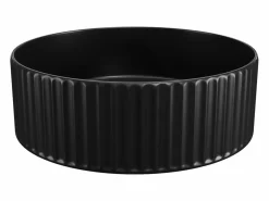Shower & Design Lavabo|Lavabo de cerámica negra mate estriada de apoyo, L36 x A12 x P36 cm, PEDARA