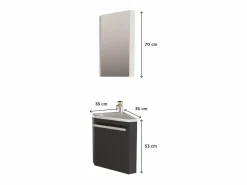 Lavabo de esquina + grifería + mueble SKINO Verde Online