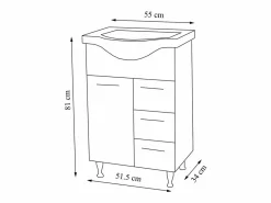 VCM Conjunto De Baño|Lavabo de muebles de baño Lisalo Blanco AL. 81 x AN. 55 x P. 45 cm