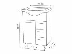 VCM Conjunto De Baño|Lavabo de muebles de baño Lisalo Blanco AL. 81 x AN. 55 x P. 45 cm