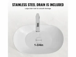 Lavabo|Lavabo del Baño SucceBuy Fregadero de Cerámica Ovalado de 60 cm x 36 cm: , Moderno, Duradero y Elegante